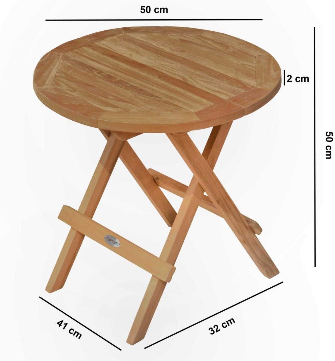 Rond Teak Houten Klaptafeltje | Inklapbaar Ø 50 | Rondo Tuintafeltje - DEVI-ST036