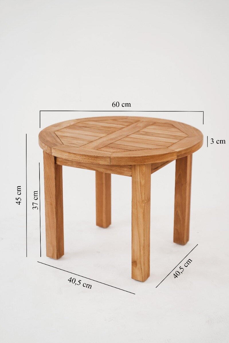 Bijzettafel Teak Tuin 60 cm rond