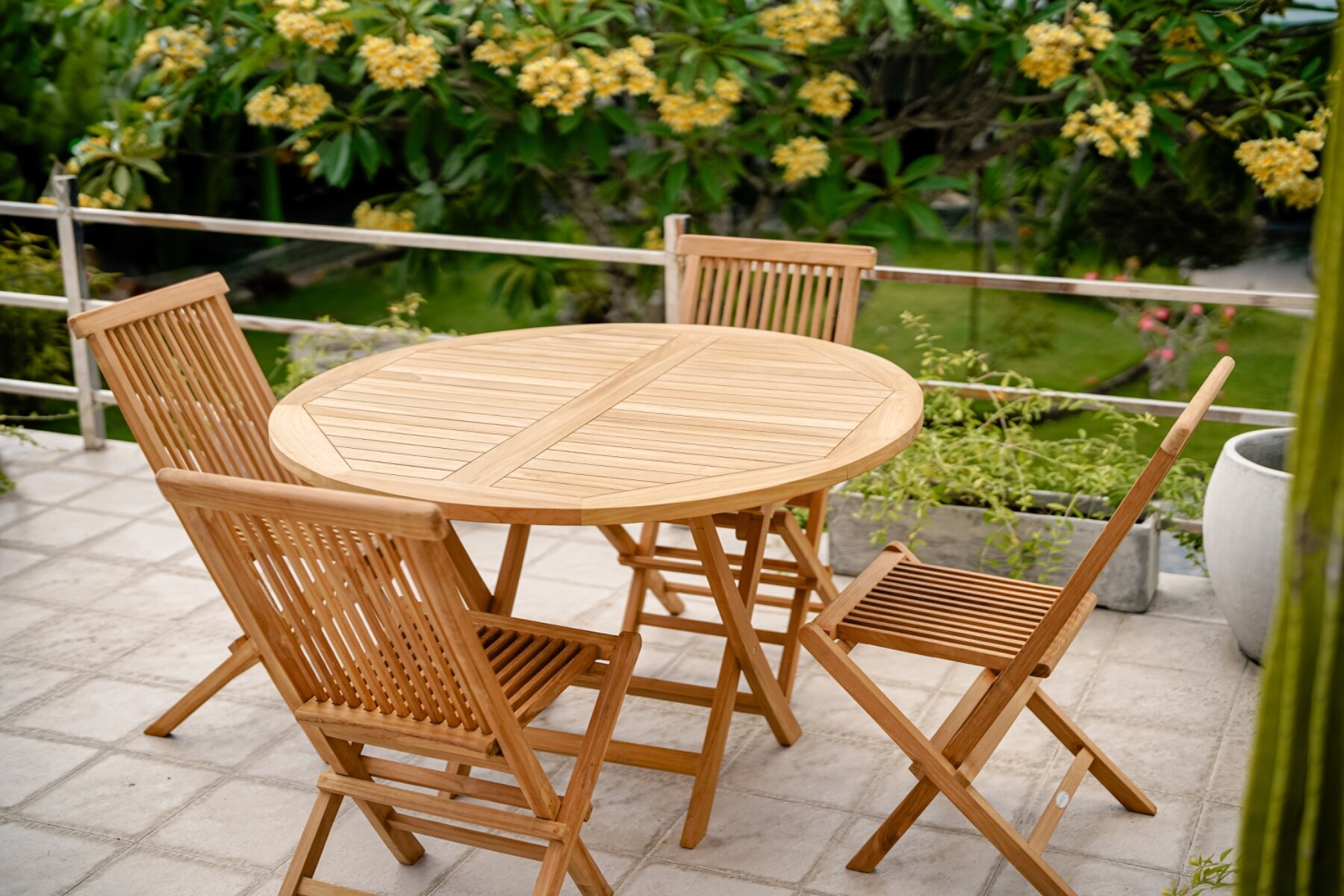 Teak Houten Klaptafel | Rond | Ø 120 | Tuintafel Inklapbaar - ST 030