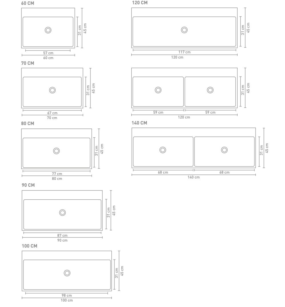 Ink United wastafel - porselein met 1 kraangat incl. porseleinen click plug en verborgen overloop systeem - mat wit - 80x45x11cm (bxdxh)