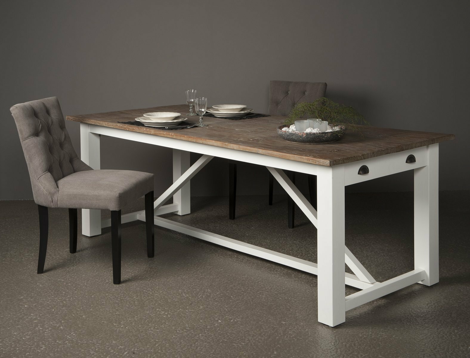 Napoli | Brocante Eettafel | Teak – Grijs Rustiek | 220x100x78 - TWR-EF0030