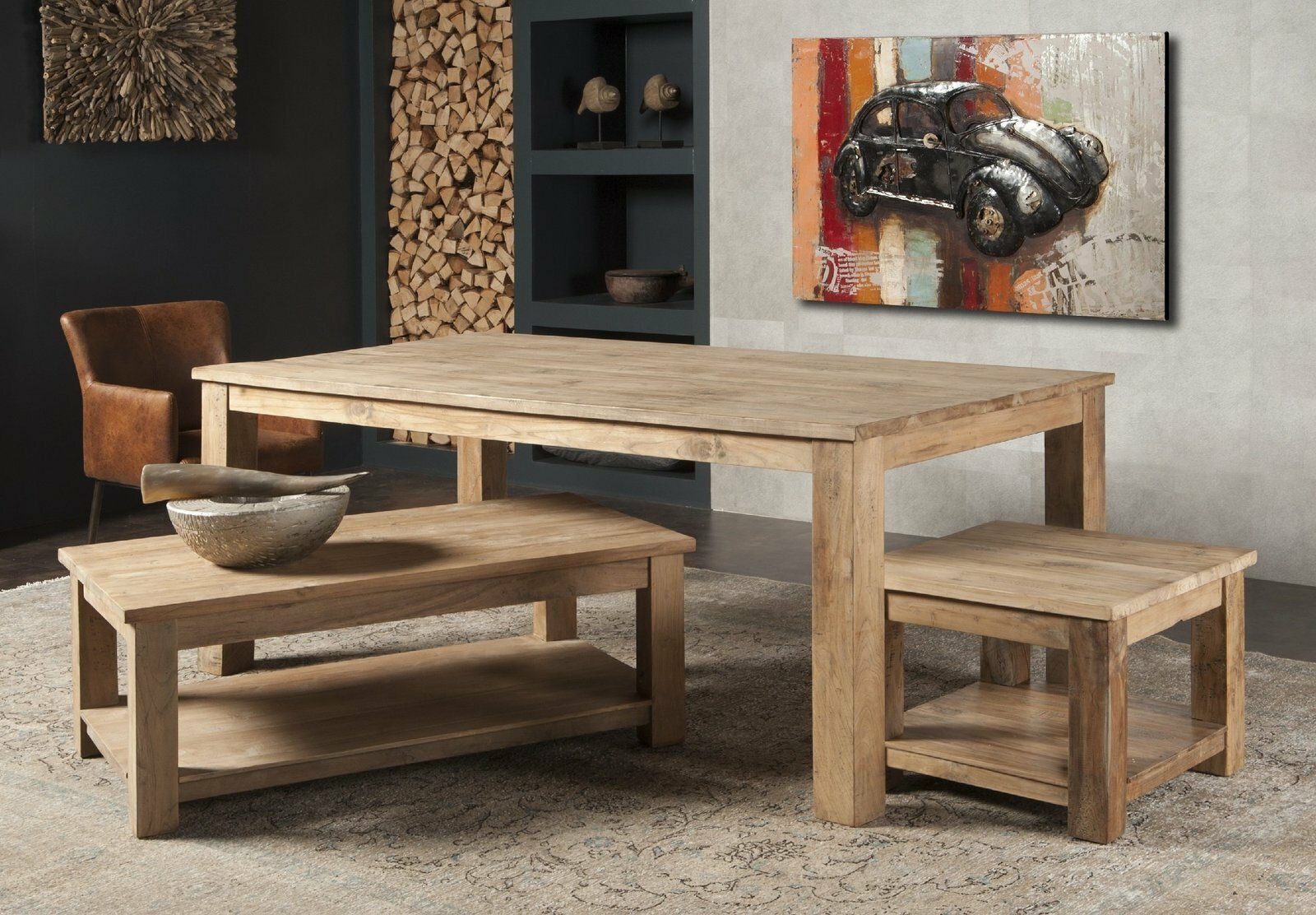 Genua | Teak Eettafel | 140x80x78 | Black Wash - TWR-PF0072