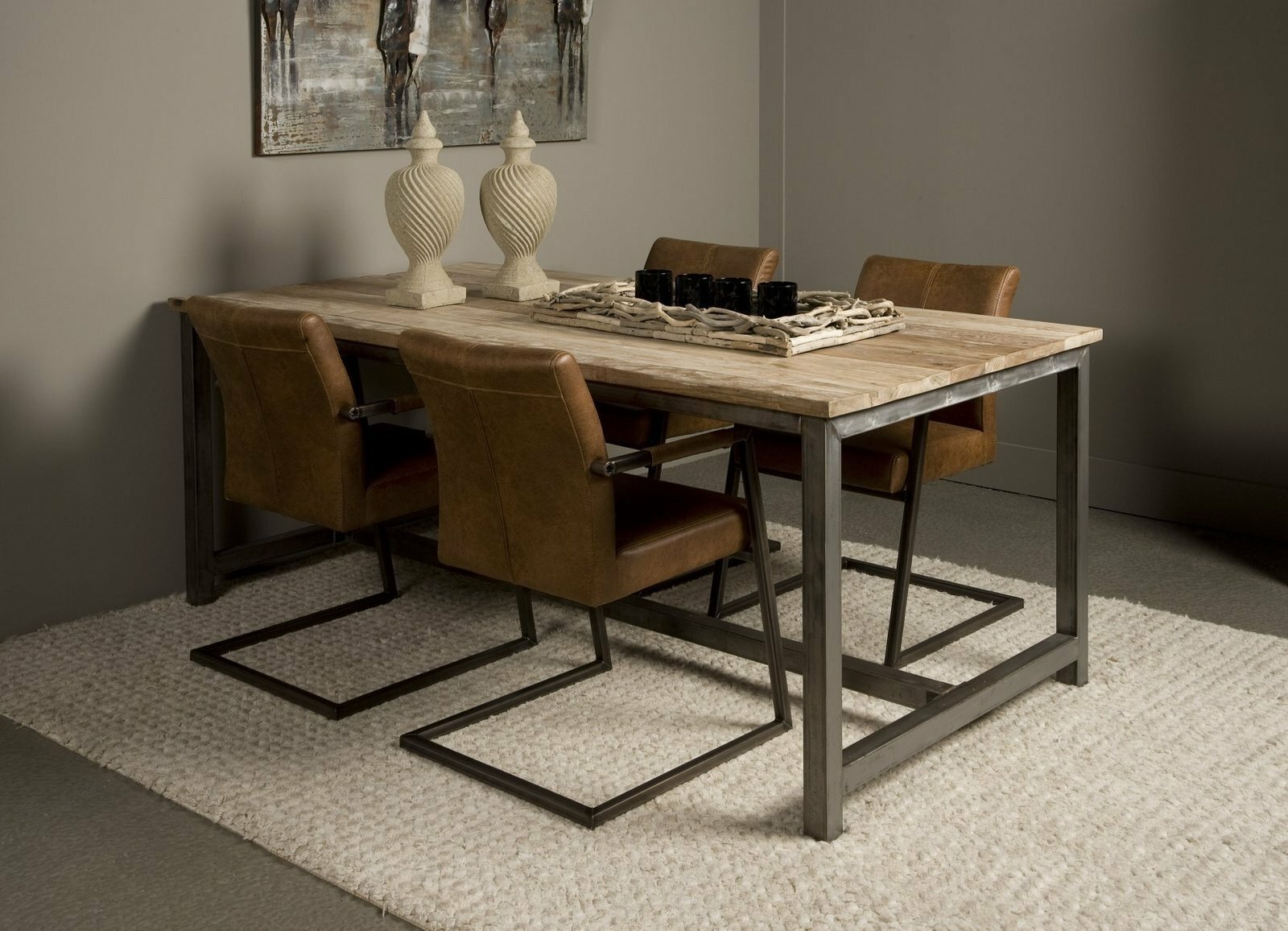 Venetië | Industriële Teak Eettafel met Stalen Frame | 180x100x78 - TWR-PF0043