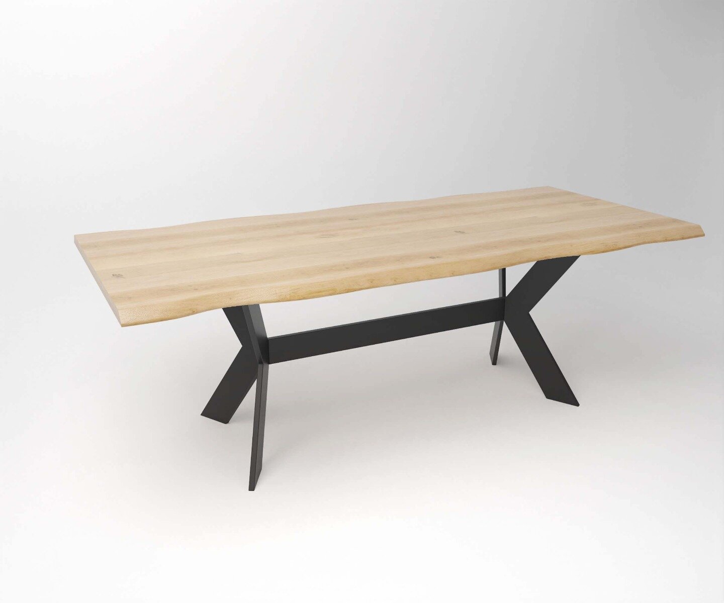 Boomtafel Eiken Tafel met Plaatstaal Frame onderstel