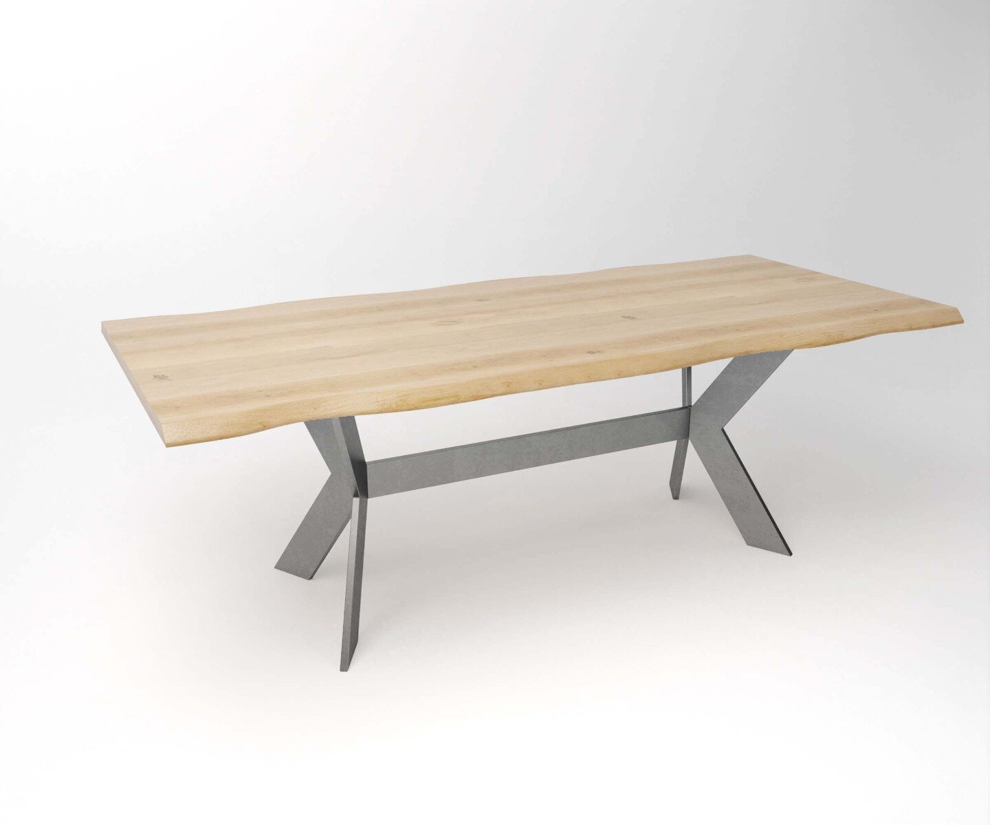Boomstafeltafel met RVS onderstel tafelframe