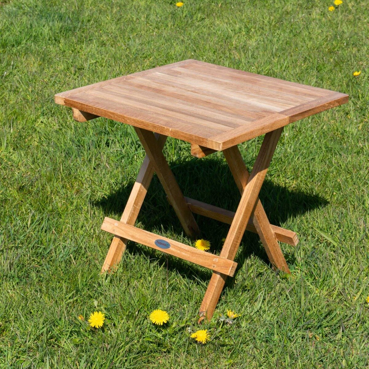 Tuin Teak Bijzettafel Inklapbaar 50x50x50 | Slate Vierkant Tuintafeltje - DEVI-ST038