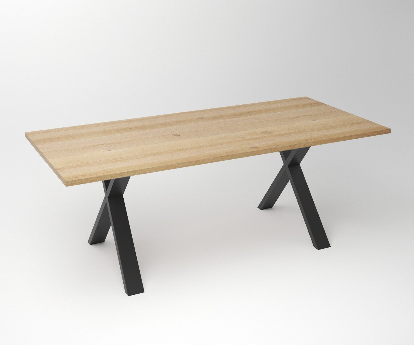 Eiken Tafel 3 cm Tafelblad | X Fineline Frame Zwart - Teakea.nl