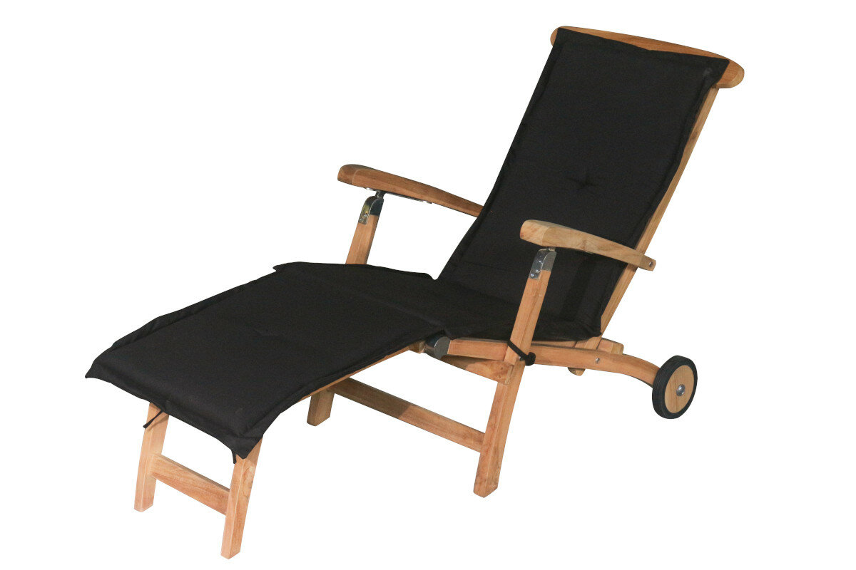 Teakhouten Deckchair met wielen |Tuin Ligstoel Verrijdbaar RVS Beslag  | Verstelbaar in 5 standen |  - DEVI-SL002