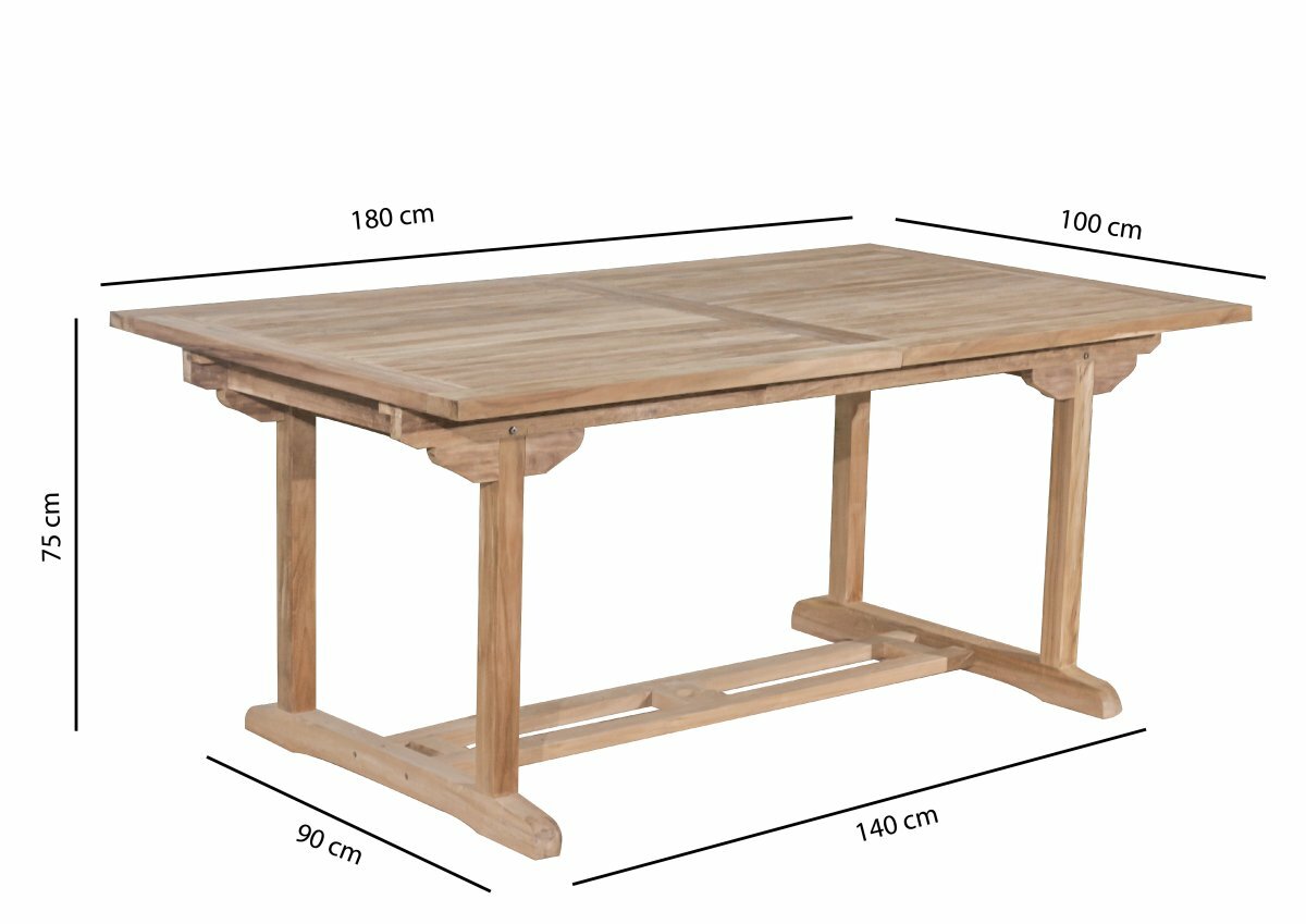 Uitschuifbare Tuintafel Teakhout | Rechthoekig | 180-240x100x75 - ST008