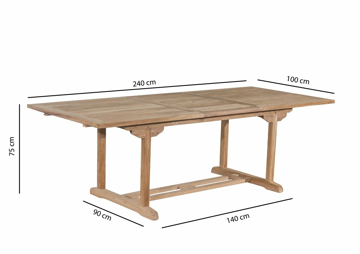 Uitschuifbare Tuintafel Teakhout | Rechthoekig | 180-240x100x75 - ST008