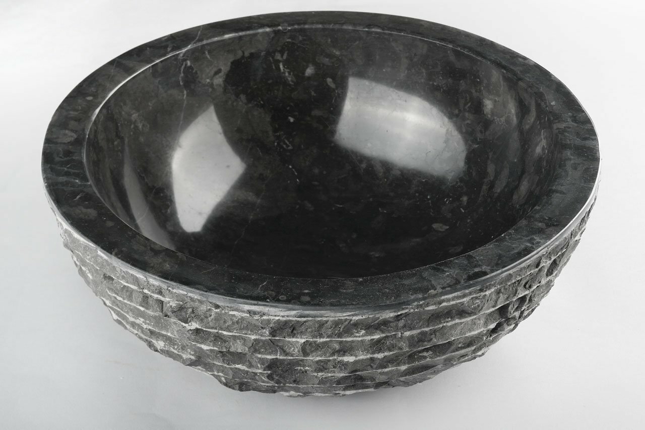 Zwart Marmeren Waskom - Oblique | 45x21/15 - BMAM-BLACK