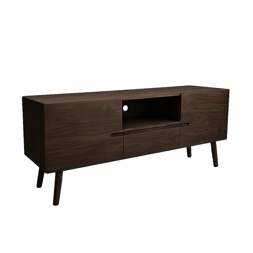 Aura TV-meubel 210 cm massief acaciahout, modern, met open vakken en deuren, ruime woonkamer