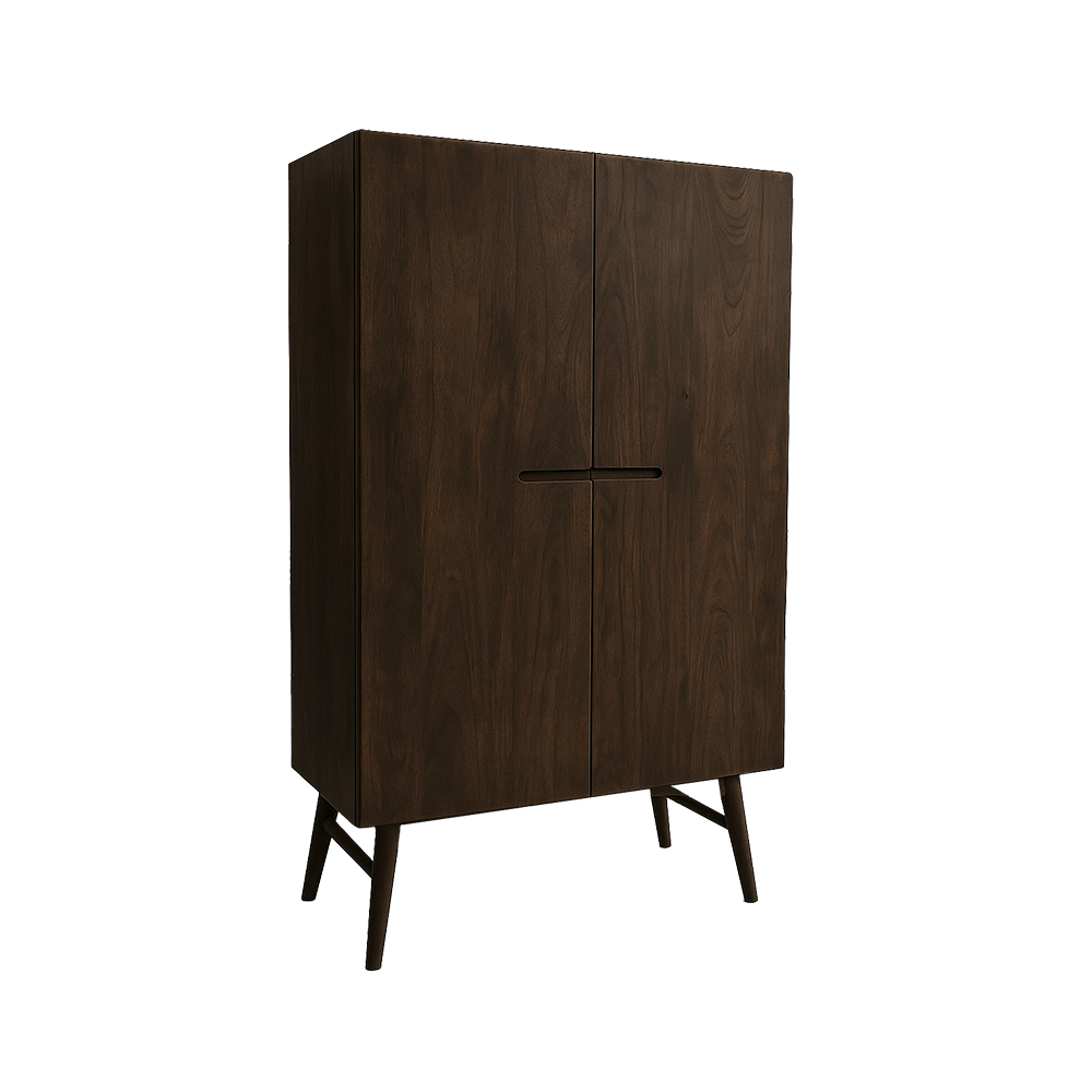 Aura opbergkast 100 cm massief acaciahout, modern design, met deuren en planken.