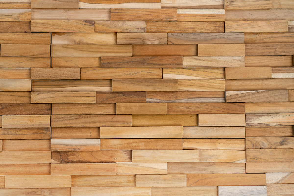 Naturel Teak houtstrips van Teakea, duurzaam en stijlvol, ideaal voor het toevoegen van warmte en textuur aan interieurwanden met een tijdloze uitstraling