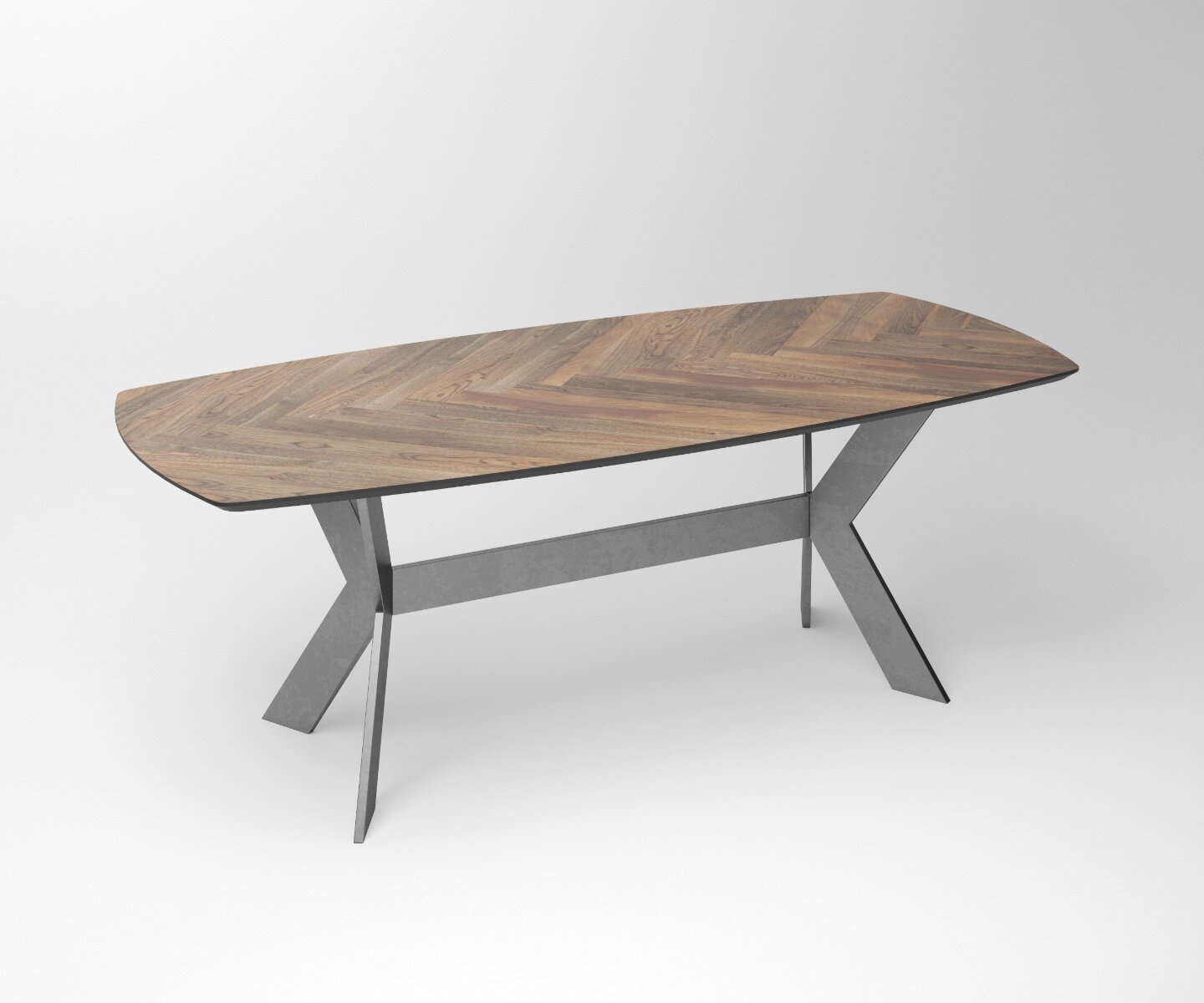 Notenhouten eettafel Tusk | 3-Rex Long Exclusive Stainless Steel Frame - Teakea.nl