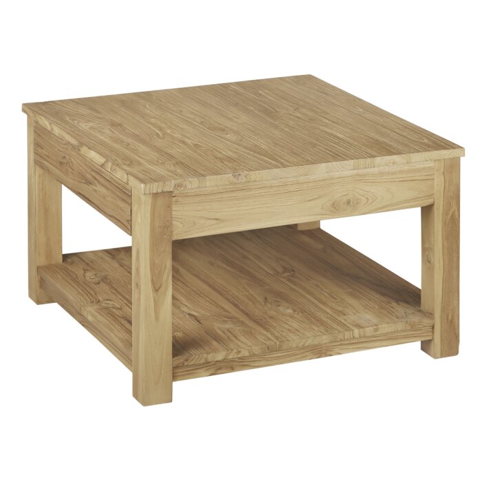 Teak salontafel met lade en onderblad | 60x60x45 - DEV-CT-1L-60-60-45