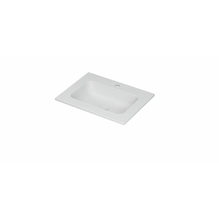 Ink Aspekt meubelwastafel, centrale plaatsing, 60x45 cm, met één kraangat, vervaardigd uit porselein in mat witte afwerking