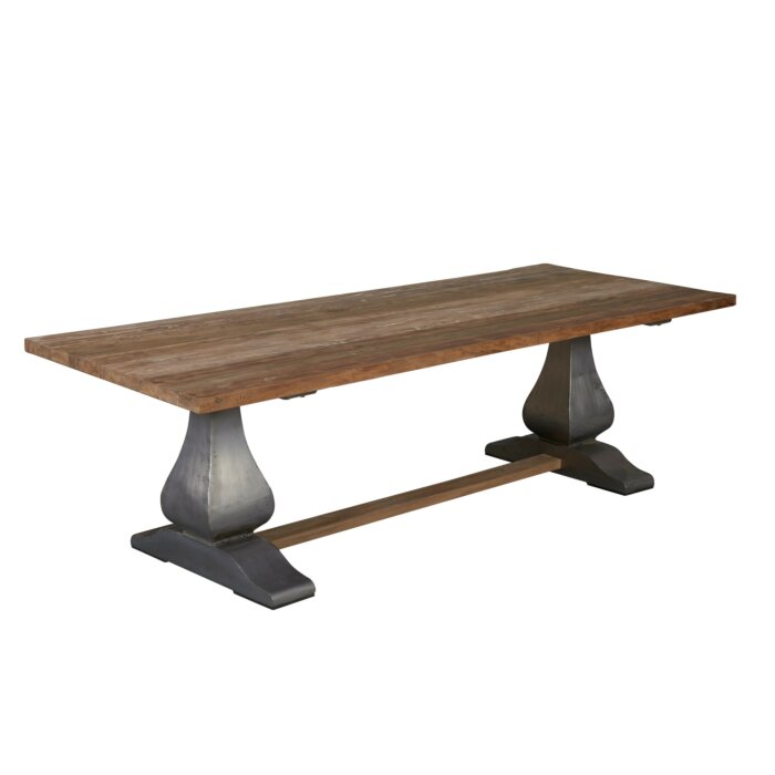 Prato | Industriële Teak Kloostertafel | 240x100x78 | 4 dik blad - TWR-PF0092