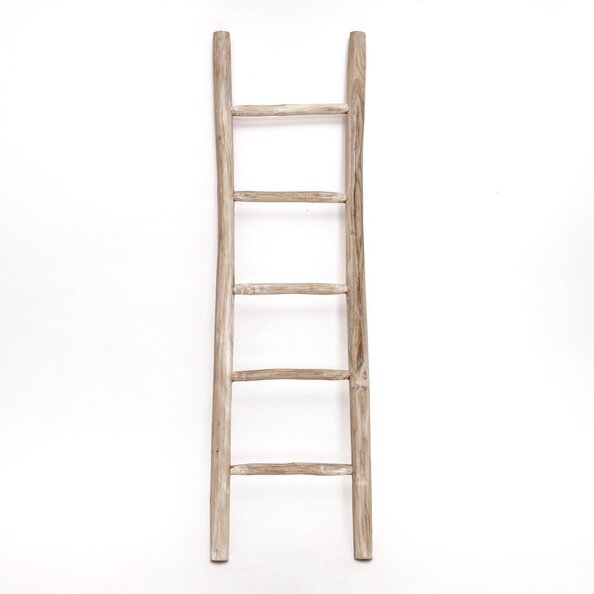 Naleving van Bengelen hardwerkend Houten decoratie ladder | White oiled | 50x5x175