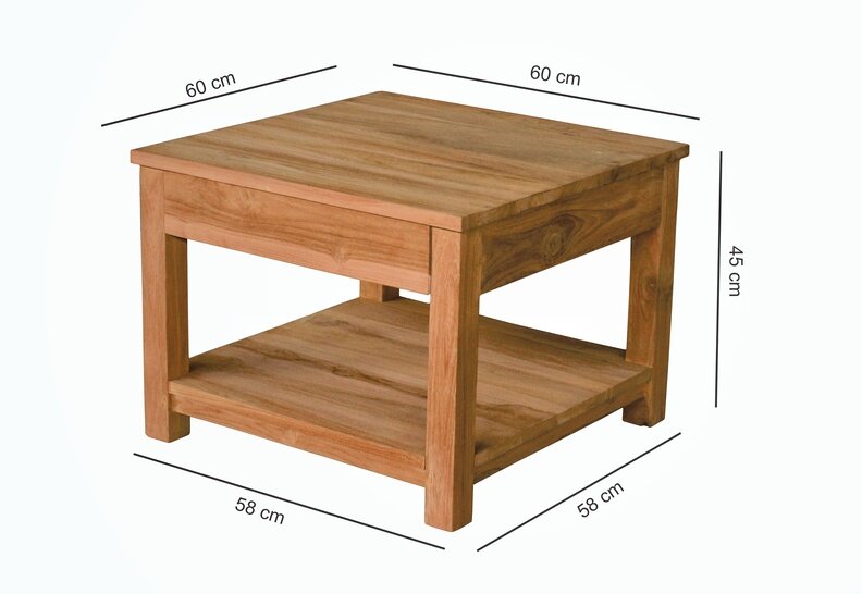 geweer Zakenman Anders Cube - Teak Bijzettafel | 60x60x45