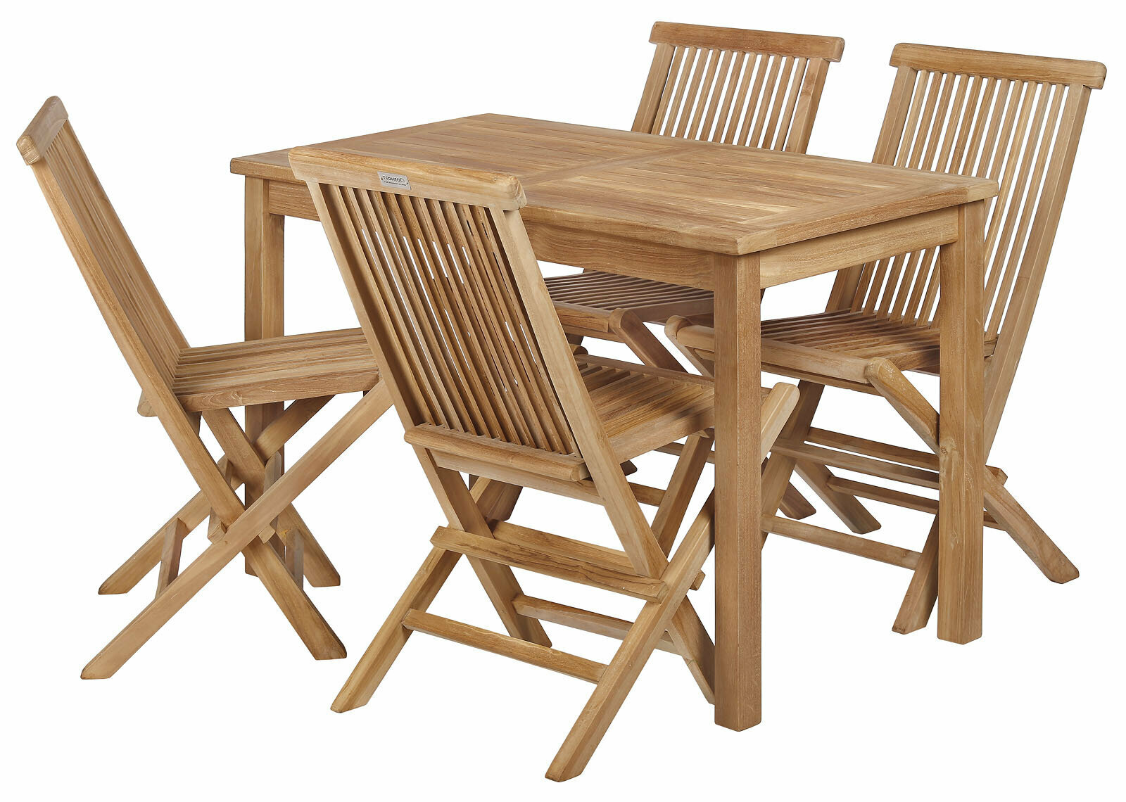 Bistro Teakhouten Tuinset Tuintafel met 4 Vouwstoelen