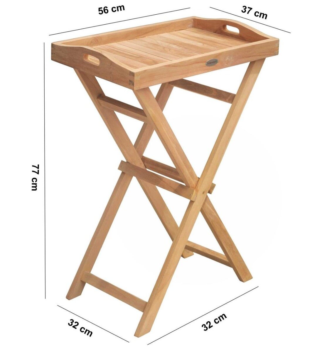 Teak Tafel | Afneembare Tray | 56x36x80