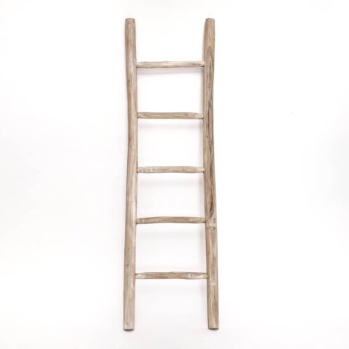 Archeologisch tarwe Goot Houten ladder | Rustiek Wit | 50x5x175