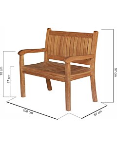 Teakea Beaufort -Teakhouten Tuinbank 2 Persoons -100x57x97  - DEVI-TB-BEAUFORT-100