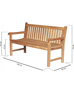 Windsor Teak Tuinbank | 150 breed | 3 Persoons Parkbank - SB002