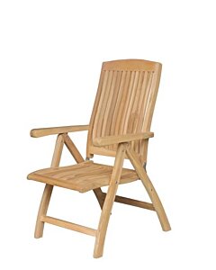 Teak Standenstoel Linda | RVS Beslag | 5 standen Verstelbaar - SC010
