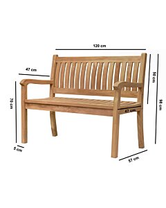Teakea Beaufort Teakhouten Tuinbank twee Persoons - 120 breed  - 