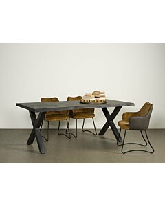 Xara Live-edge dining table 160-200x100 - top 5 - Black - TWR-NA0312-0315-B