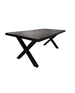 Xara Live-edge dining table 160-200x100 - top 5 - Black - TWR-NA0312-0315-B