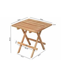 Tuin Teak Bijzettafel Inklapbaar 50x50x50 | Slate Vierkant Tuintafeltje - DEVI-ST038