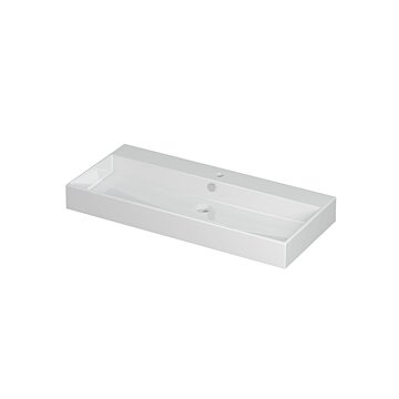 Ink Unlimited wastafel - porselein met 1 kraangat - Glans wit 1000x450mm (bxd)