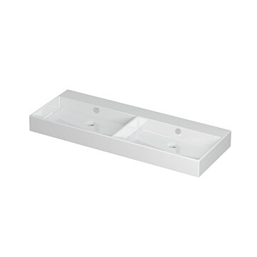 Ink Unlimited wastafel - porselein dubbel zonder kraangat - Glans wit 1200x450mm (bxd)