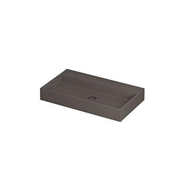 Ink United wastafel - porselein zonder kraangat incl. porseleinen click plug en verborgen overloop systeem - mat basento - 80x45x11cm (bxdxh)