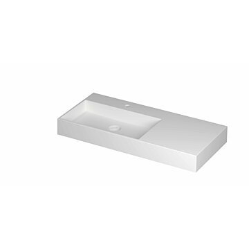 Ink United wastafel links porselein 100x45cm - 1 kraangat - Mat wit