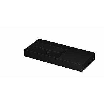 Ink United wastafel links porselein 100x45cm - 1 kraangat - Mat zwart
