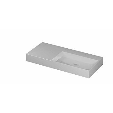 Ink United wastafel rechts porselein 100x45cm - zonder kraangat - Glans wit