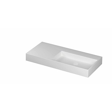 Ink United wastafel rechts porselein 100x45cm - zonder kraangat - Mat wit