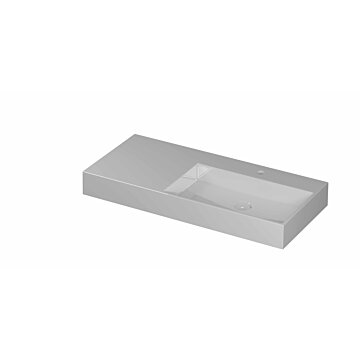 Ink United wastafel rechts porselein 100x45cm - 1 kraangat - Glans wit