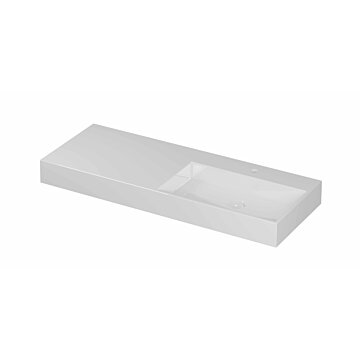 Ink United wastafel rechts porselein 120x45cm - 1 kraangat - Glans wit