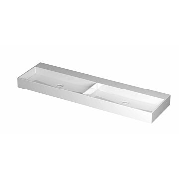 Ink United wastafel dubbel porselein 160x45cm - zonder kraangat - Glans wit