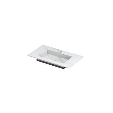 Ink Post Wastafel keramische slab envelop bak met 1 kraangat - Calacatta mat - 800x450x10 mm (bxdxh)