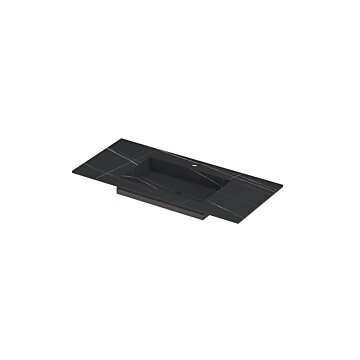 Ink Post Wastafel keramische slab envelop bak midden met 1 kraangat - Lauren black mat - 1000x450x10 mm (bxdxh)