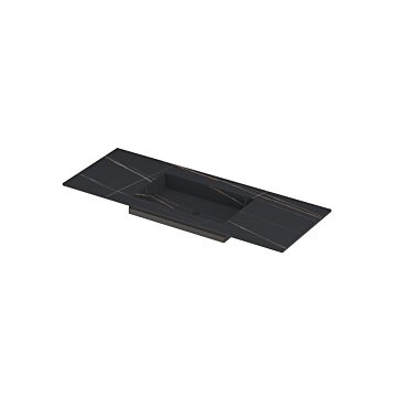Ink Post Wastafel keramische slab envelop bak midden zonder kraangat - Lauren black mat - 1200x450x10 mm (bxdxh)