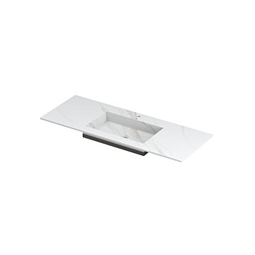 Ink Post Wastafel keramische slab envelop bak midden met 1 kraangat - Calacatta mat - 1200x450x10 mm (bxdxh)