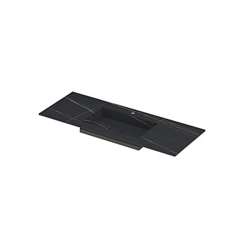 Ink Post Wastafel keramische slab envelop bak midden met 1 kraangat - Lauren black mat - 1200x450x10 mm (bxdxh)
