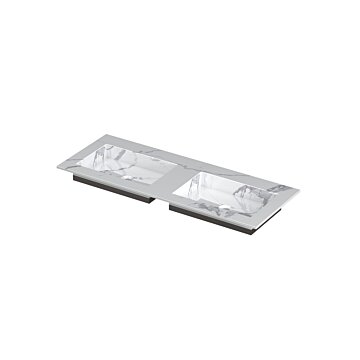Ink Post Wastafel keramische slab envelop bak dubbel zonder kraangaten - Statuario glans - 1200x450x10 mm (bxdxh)